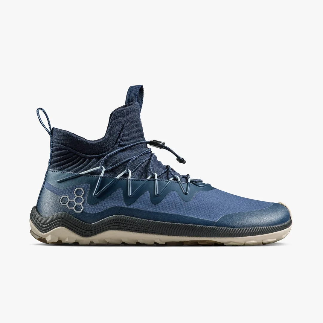 Ботинки Vivobarefoot Primus Trail Flow Mid II — мужская модель, тёмно-синий